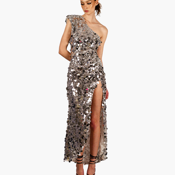 jumbo sequin dress Olga Jumbo Sequin Polo Dress by NARCES