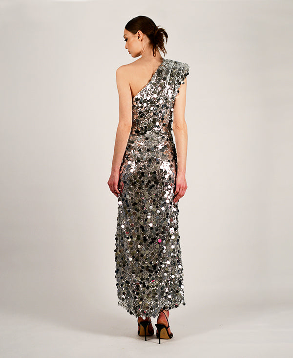 jumbo sequin dress Mindy Asymmetric Jumbo sequin dresss