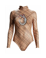 NARCES limited edition nude mesh tattoo bodysuit with Sailor Jerry–inspired mermaid artwork, sheer long sleeve collectors piece