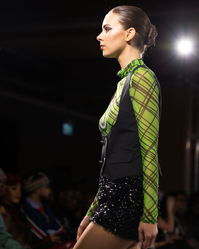 Neon Mermaid Bodysuit in green by NARCES