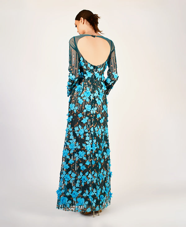 Oceania 3d floral gown