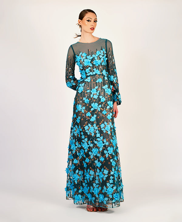 Oceania 3d floral gown