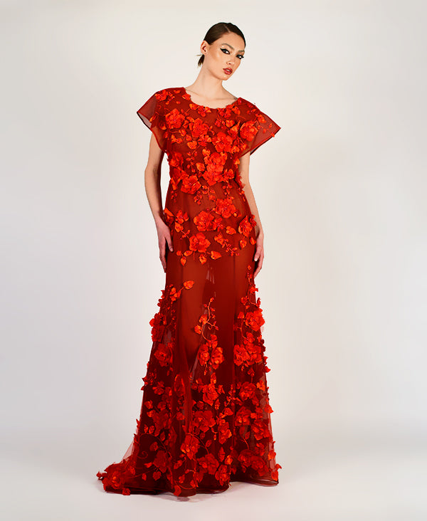 Redbell 3d floral gown