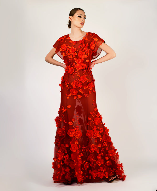 Redbell 3d floral gown