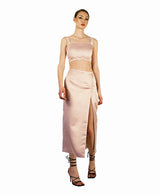 Rose Satin Wrap Skirt