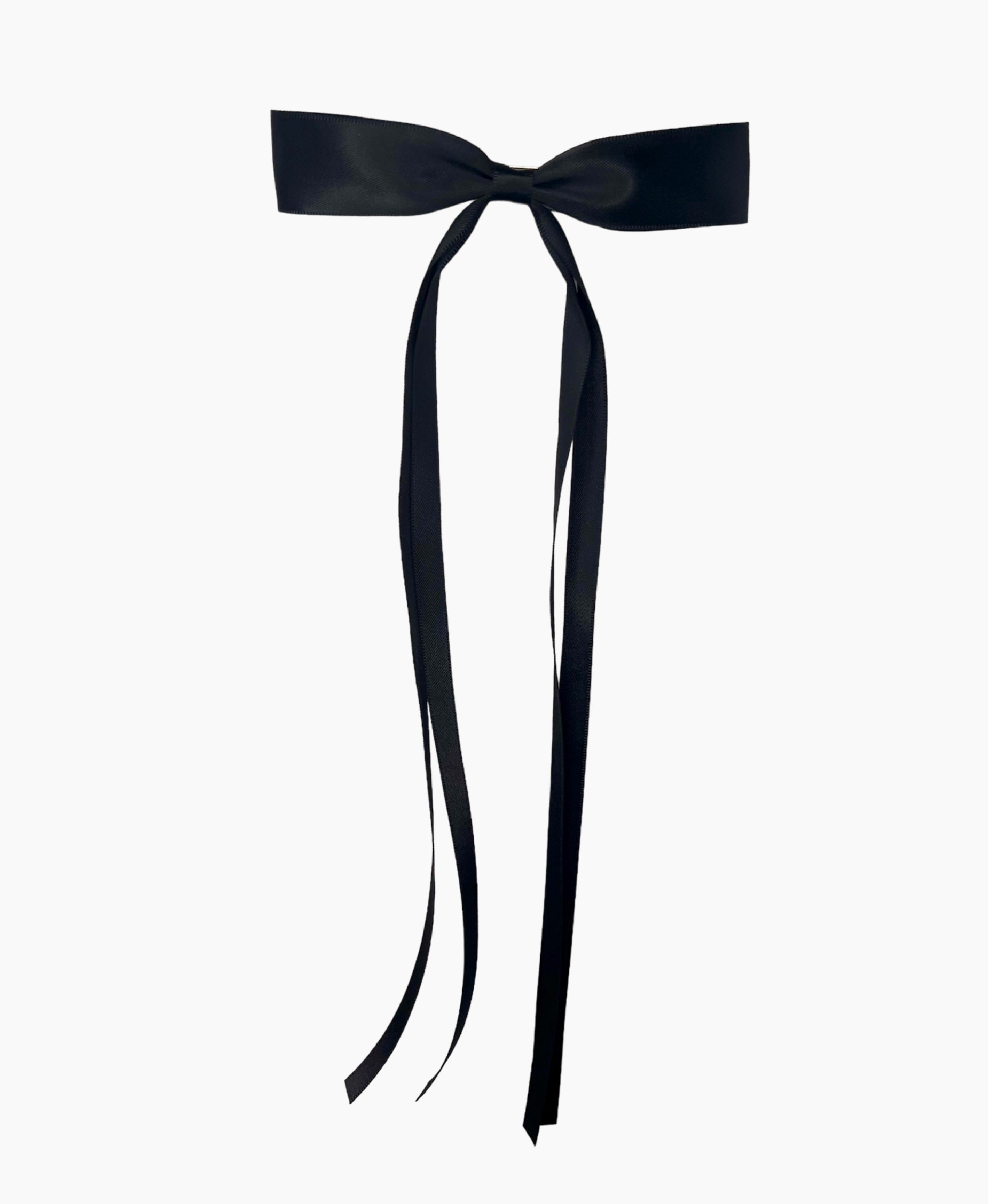 Black Satin Ribbon Bow Hair Clip – NARCES