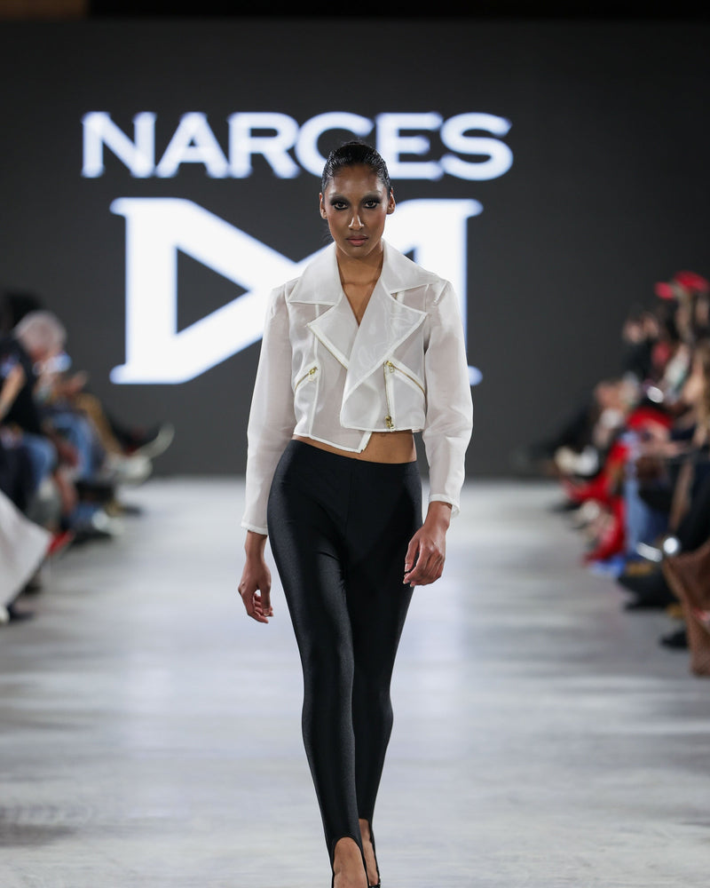 Sierra Biker Jacket in white by NARCES