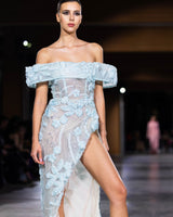 Amalia - Beaded 3D Floral Appliqué Gown - image 1