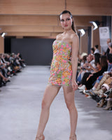 Breccia Sequin Appliqué Mini Dress in pink by NARCES