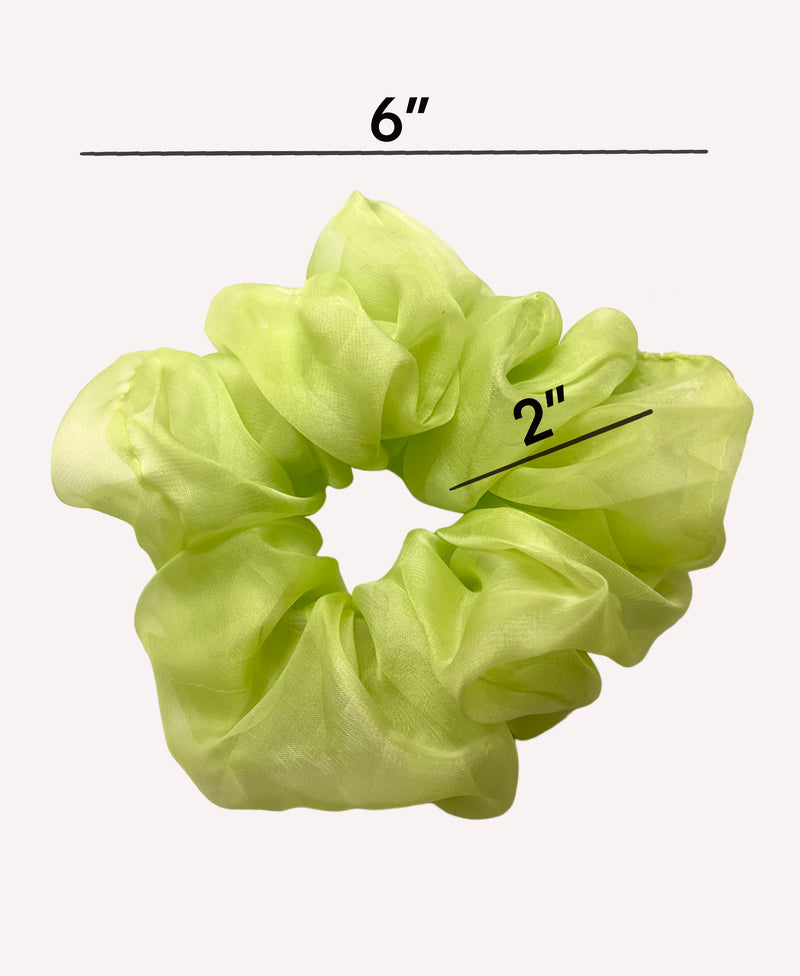 3 PACK Soft Chiffon Scrunchies apple green