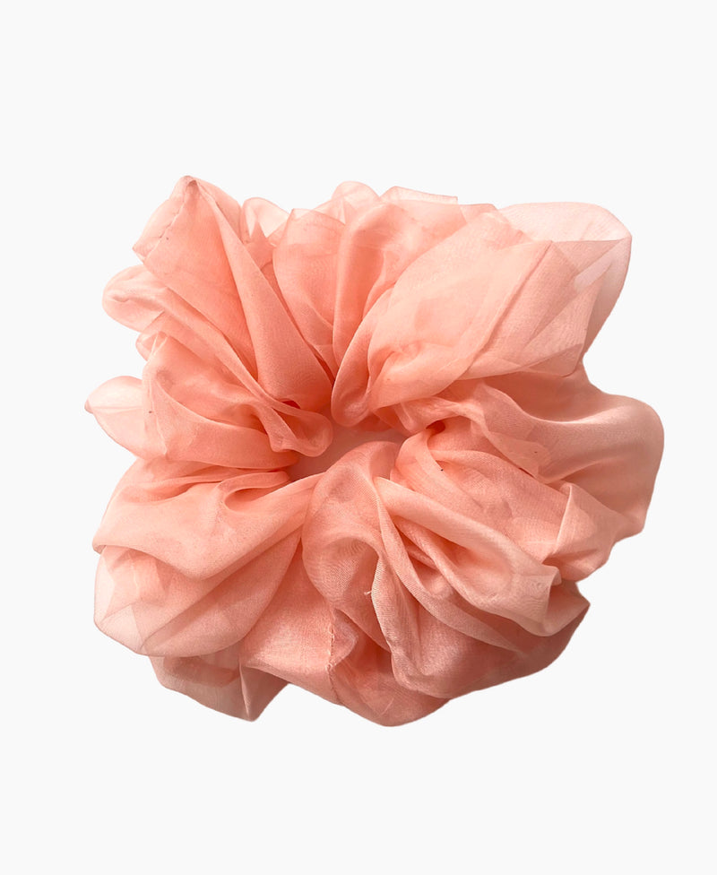 3 PACK Soft Chiffon Scrunchies salmon colour 
