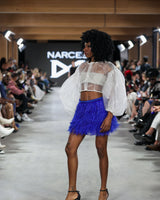 Delaney Ostrich Skirt in blue by NARCES