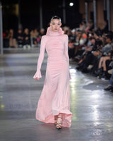 Fawn Ruched Backless Gown in pink by NARCES