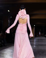 Fawn Ruched Backless Gown in pink by NARCES