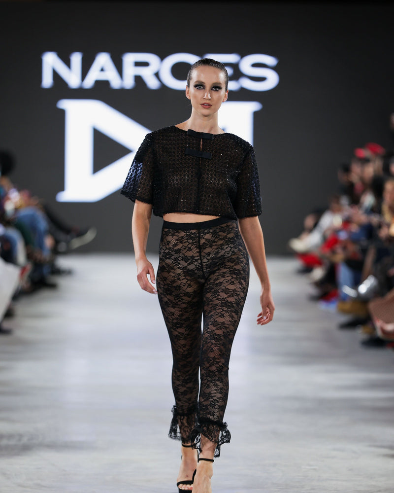 Grasse Lace Leggings in black by NARCES