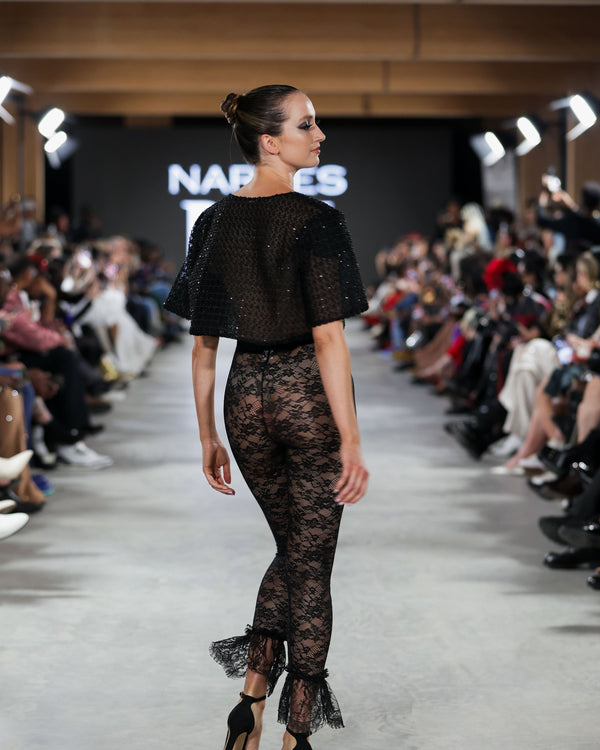 Grasse Lace Leggings in black by NARCES