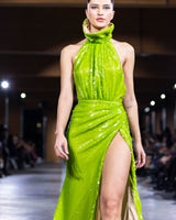 Kasmos Sequin Gown in green by NARCES