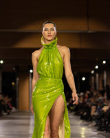 Kasmos Sequin Gown in green by NARCES