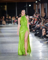 Kasmos Sequin Gown in green by NARCES
