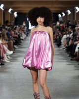 Lustra Vegan Leather Bubble Dress in pink by NARCES