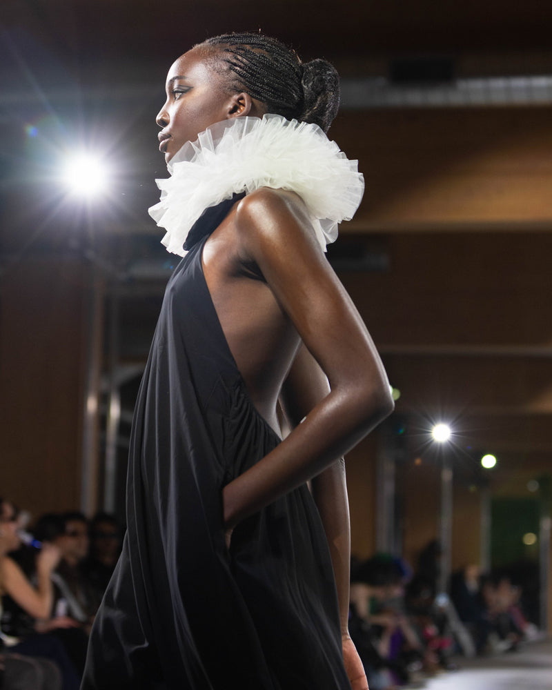 Maeve Chiffon Jumpsuit in black by NARCES