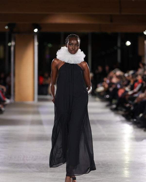 Maeve Chiffon Jumpsuit in black by NARCES