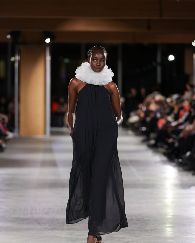 Maeve Chiffon Jumpsuit in black by NARCES