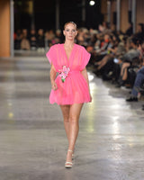 Orion - Flower Appliqué Tulle Dress - image 1