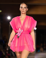 Orion - Flower Appliqué Tulle Dress - image 4