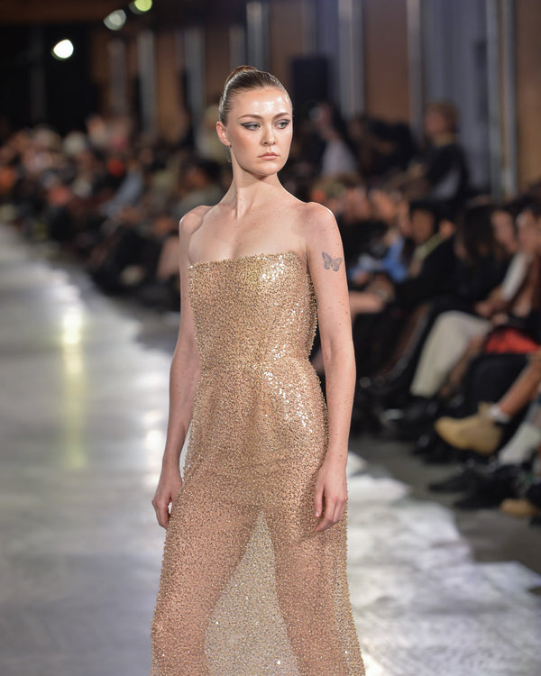 Orvieto Beaded Gown in gold by NARCES