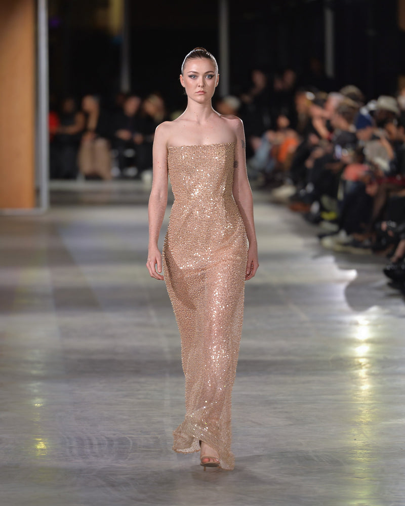 Orvieto Beaded Gown in gold by NARCES