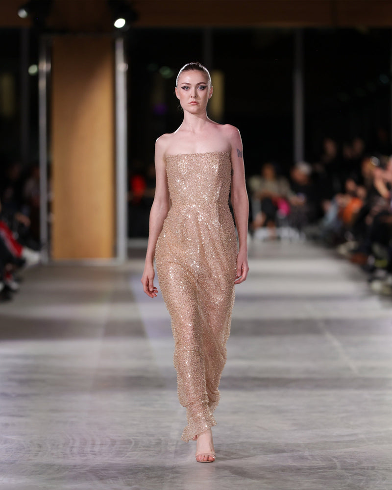 Orvieto Beaded Gown in gold by NARCES