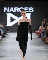Pienza Floral Detail Dress in black by NARCES
