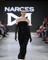 Pienza Floral Detail Dress in black by NARCES