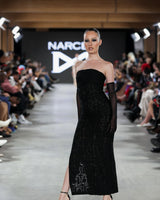 Pienza Floral Detail Dress in black by NARCES