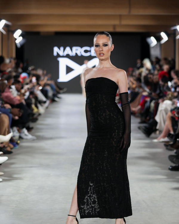 Pienza Floral Detail Dress in black by NARCES