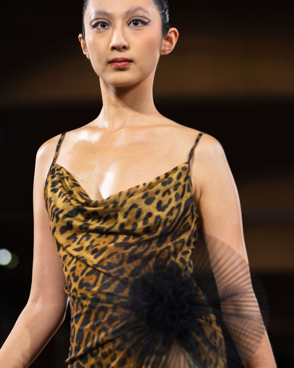 Ravello Leopard Mesh Dress in leopard by NARCES