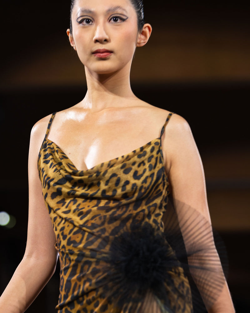 Ravello Leopard Mesh Dress in leopard by NARCES