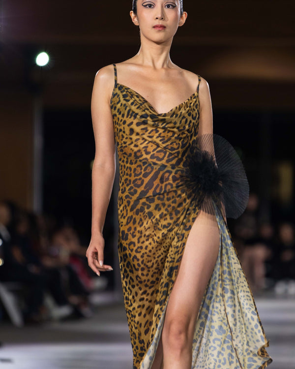Ravello Leopard Mesh Dress in leopard by NARCES