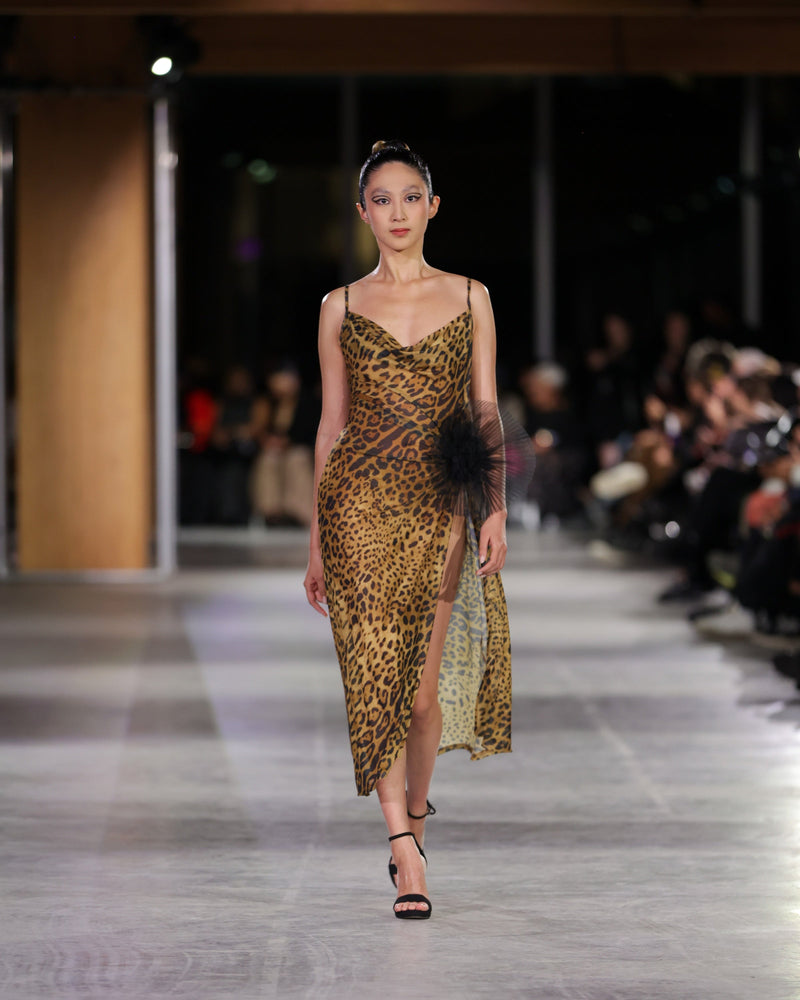 Ravello Leopard Mesh Dress in leopard by NARCES