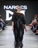 Tropea Beaded Embroidered Kaftan in black by NARCES