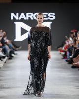 Tropea Beaded Embroidered Kaftan in black by NARCES