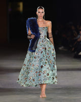 Varenna Sequin Embroidered Dress in turquoise by NARCES