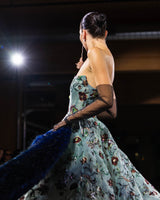 Varenna Sequin Embroidered Dress in turquoise by NARCES