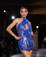 Vinka - Sequin Mini Dress with Flower Appliqué - image 2