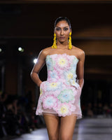 Yarrow 3D Appliqué Mini Dress in multi by NARCES