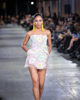 Yarrow 3D Appliqué Mini Dress in multi by NARCES