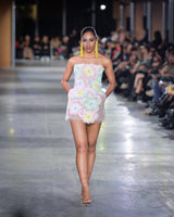 Yarrow 3D Appliqué Mini Dress in multi by NARCES