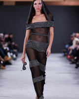 Zita - Hand Finished Crystal Panel Hooded Gown - image 2