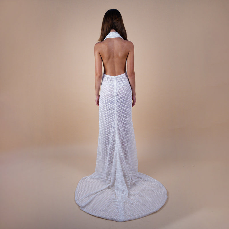 Backless bridal gown